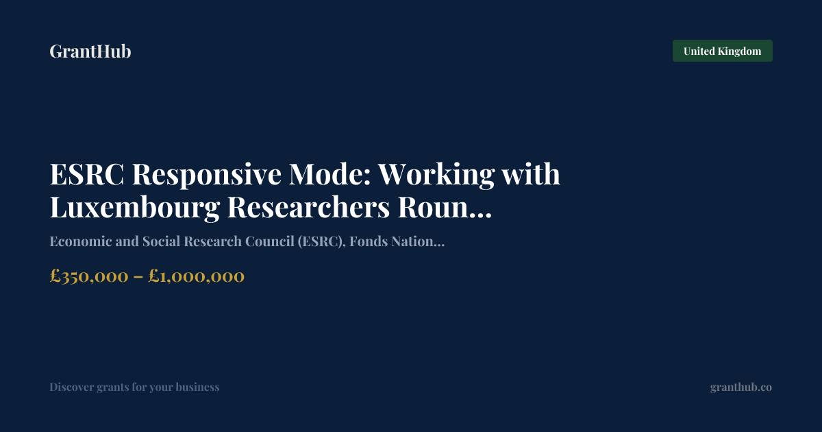 ESRC Responsive Mode: Working w… — United Kingdom | GrantHub